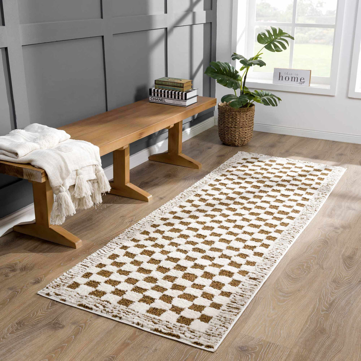 Boutique Rugs Leryn Brown Checkered Plush Rug - view 4