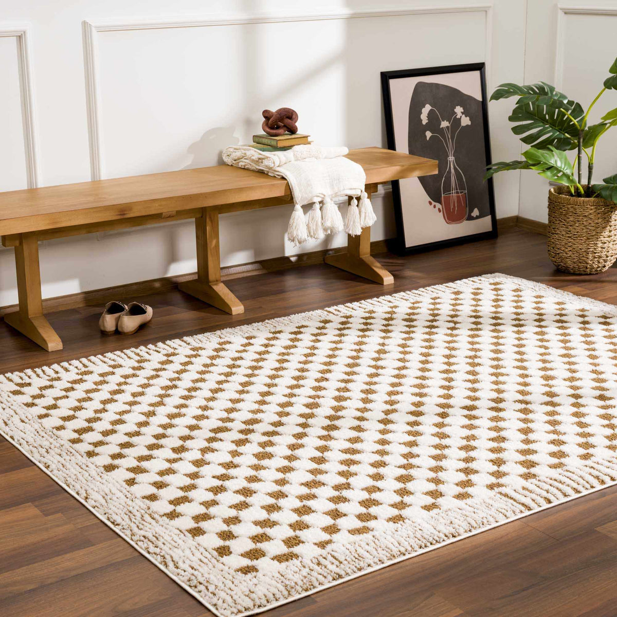 Boutique Rugs Leryn Brown Checkered Plush Rug - view 7