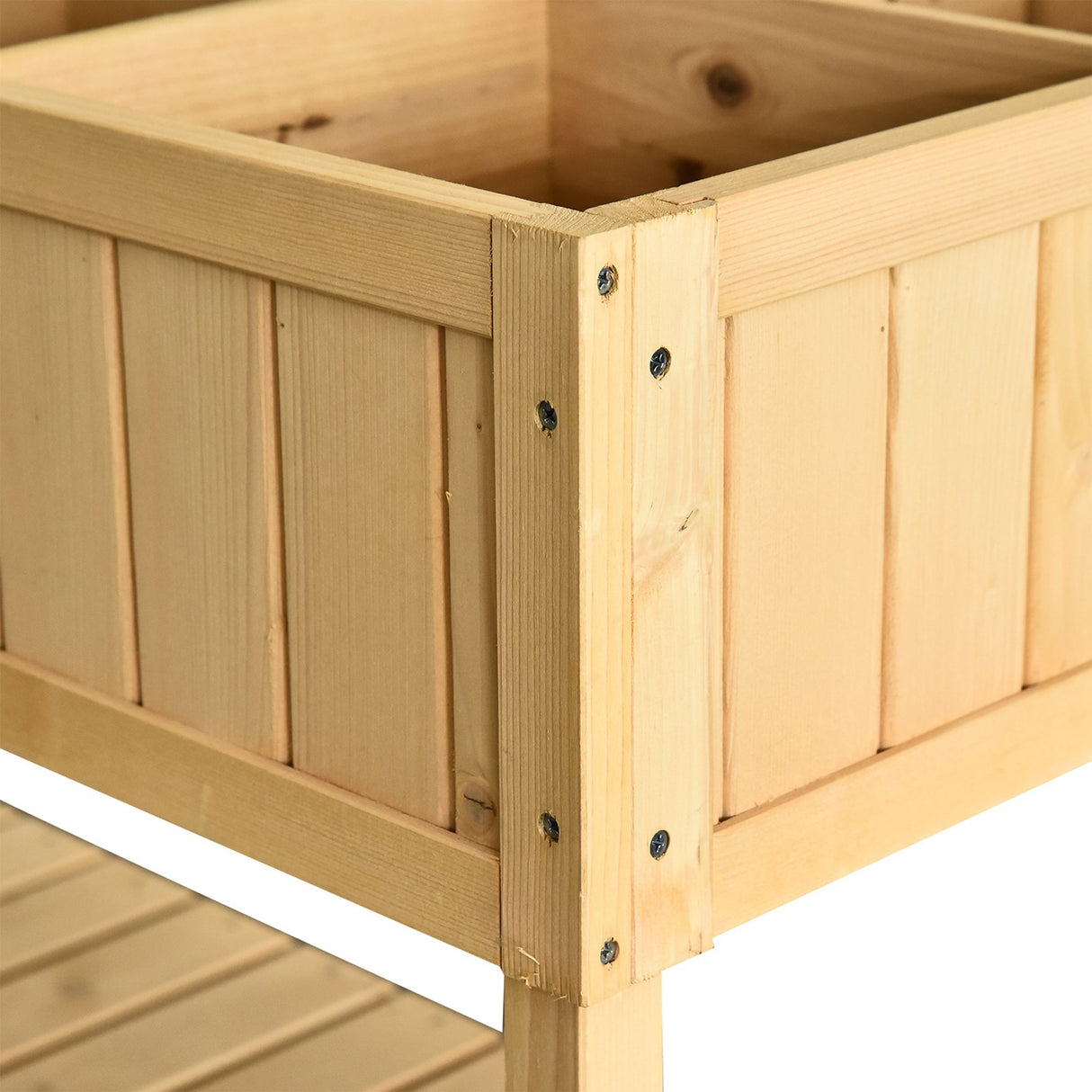 Outsunny 43" Wooden Raised Garden Bed with 8 Pockets and Shelf