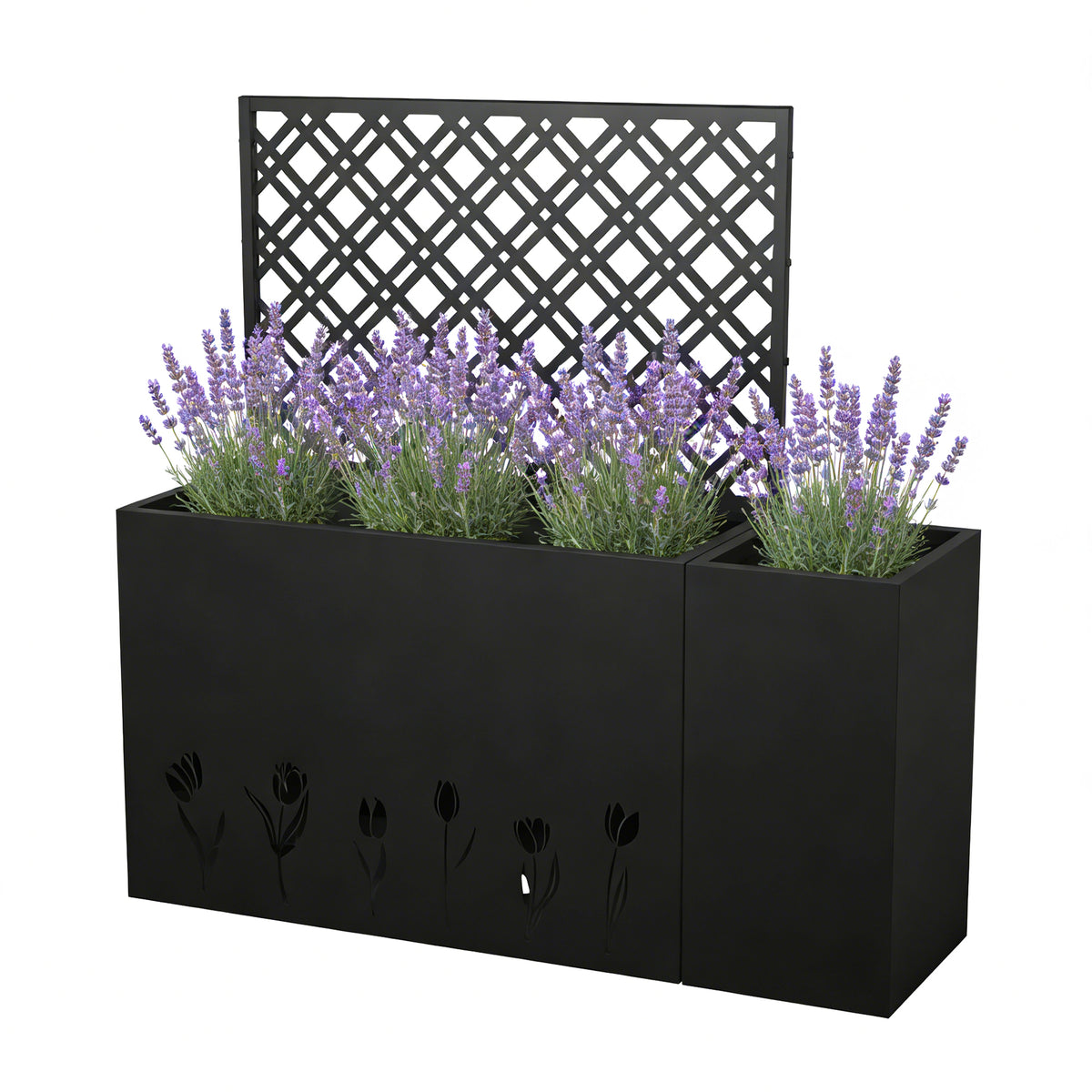 2-Piece Metal Planter Box with Trellis