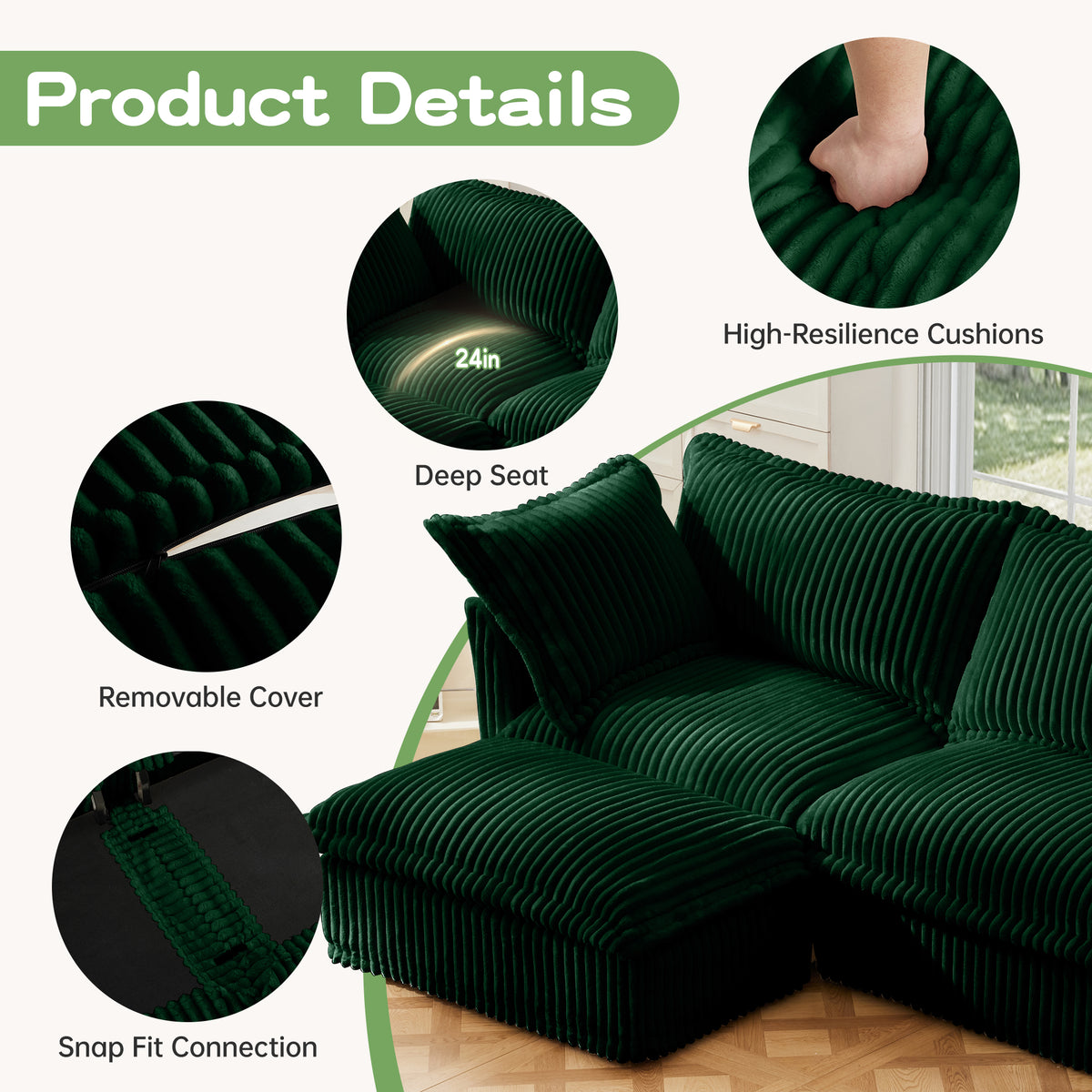 Slipcovered Modern 3 Seater Sofa