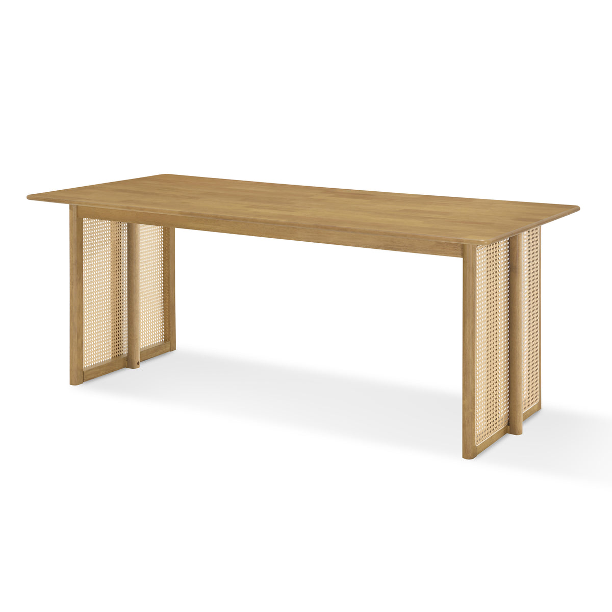 5-Piece Rubber Wood Indoor Dining Set With Rattan & Chairs