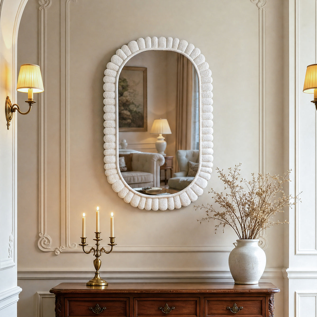 24"x36" Oval Scalloped Wall Mirror