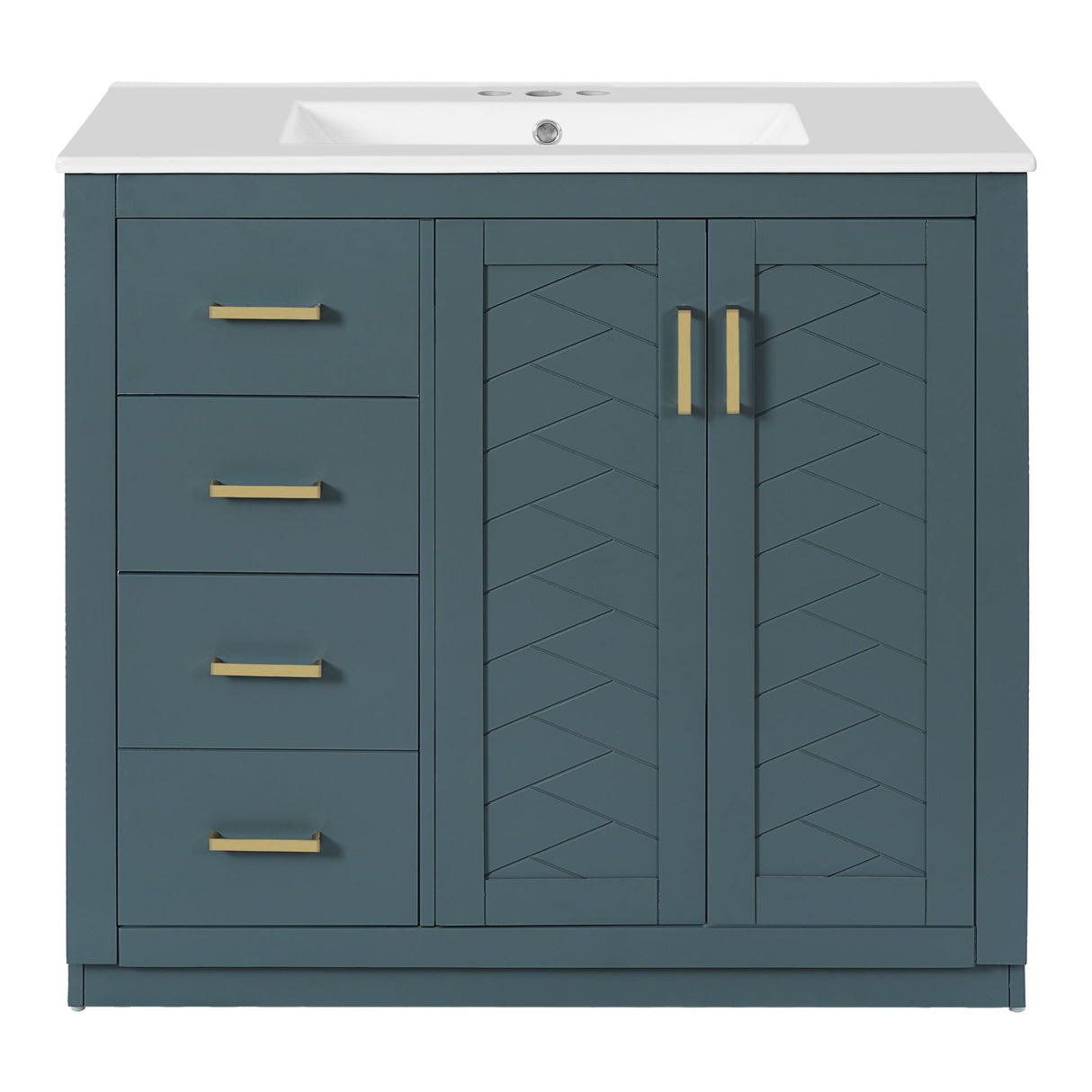 Bathroom Vanity With Sink Combo, Storage Cabinet, Freestanding Set With 3 Drawers & Soft Closing Doors