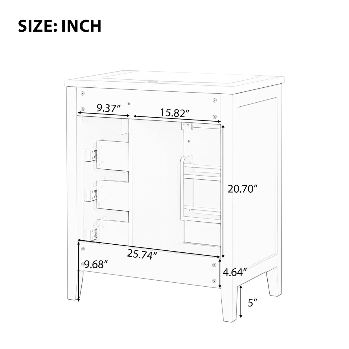 30" Bathroom Vanity Cabinet Base Without Sink