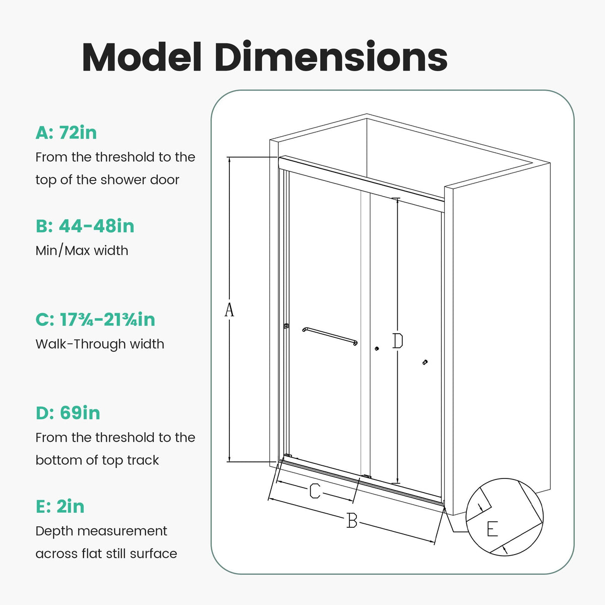 Flange Sanitary Ware Semi Frameless Double Sliding Shower Door with Tempered Glass