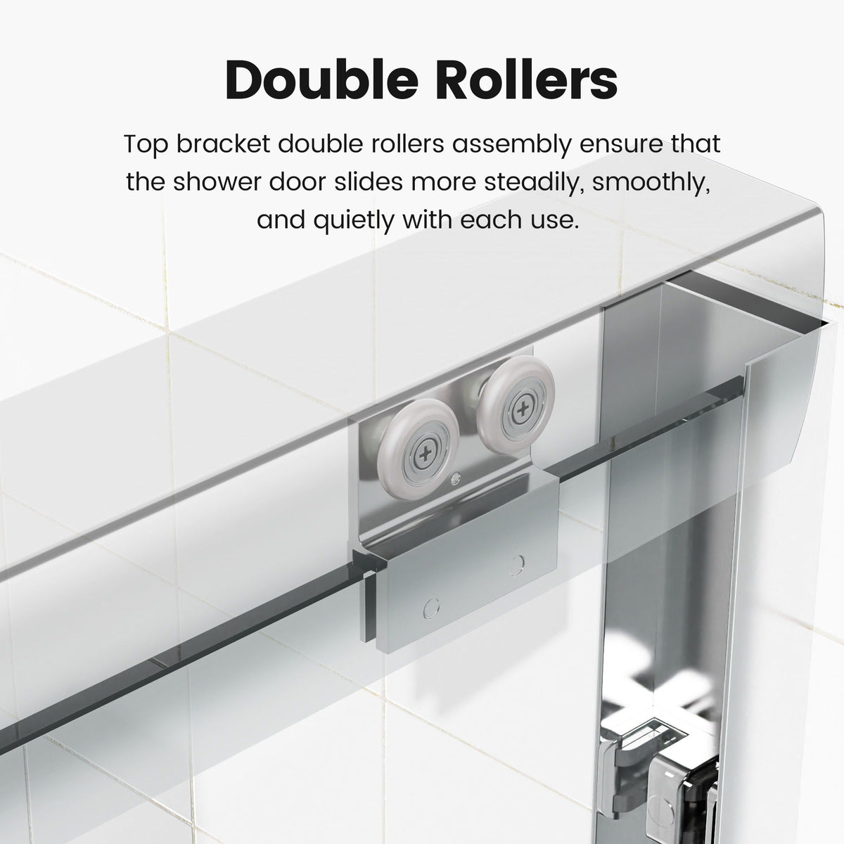 Flange Sanitary Ware Semi Frameless Double Sliding Shower Door with Tempered Glass - view 4