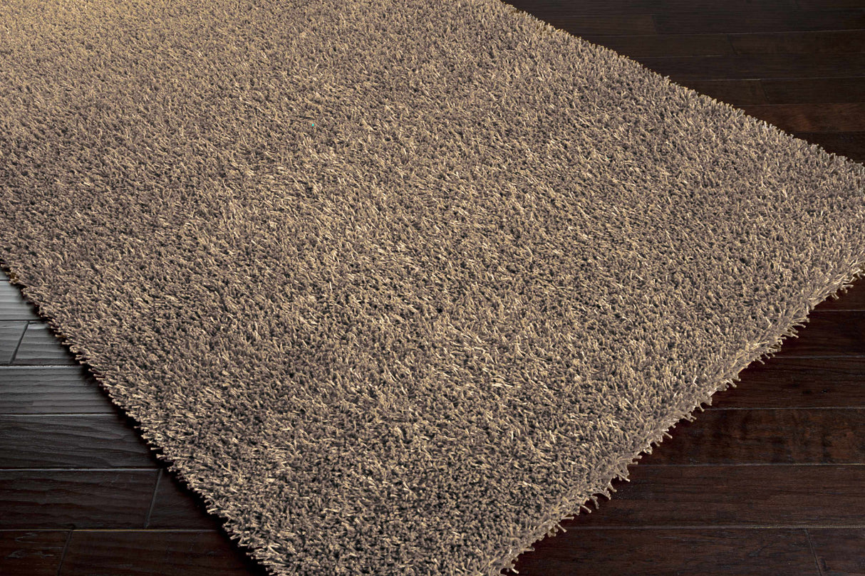 Browder Solid Brown Shag Rug - Clearance
