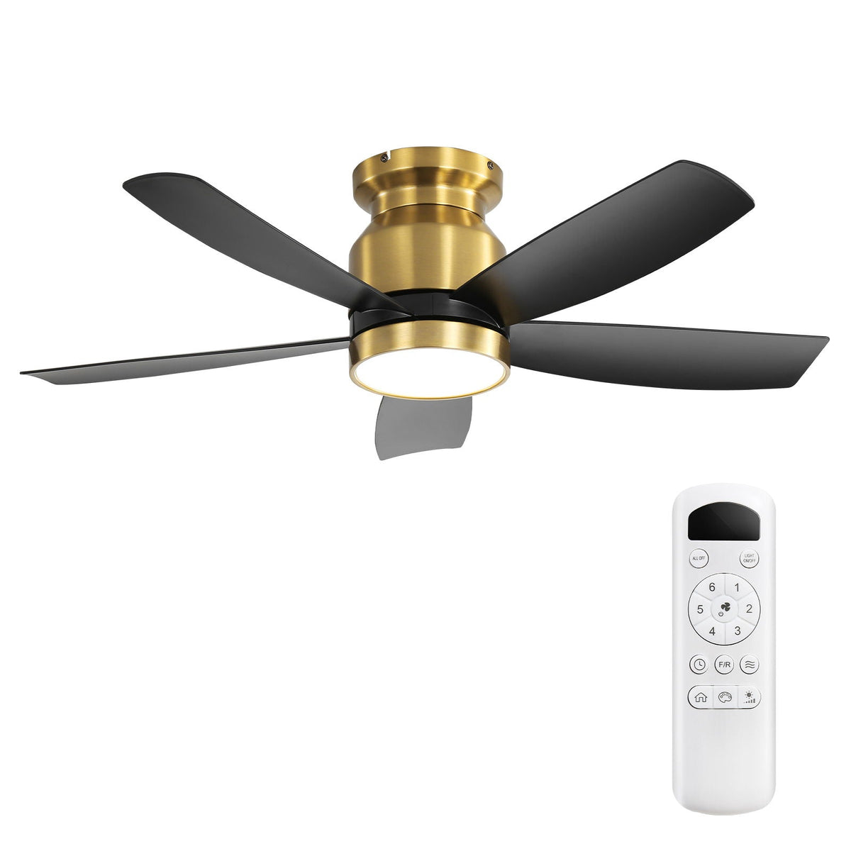 Flush Mount Ceiling Fan with LED Light and Remote Control - view 6