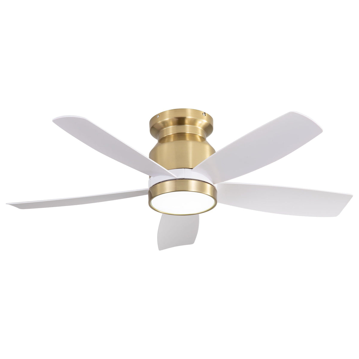 Flush Mount Ceiling Fan with LED Light and Remote Control in White