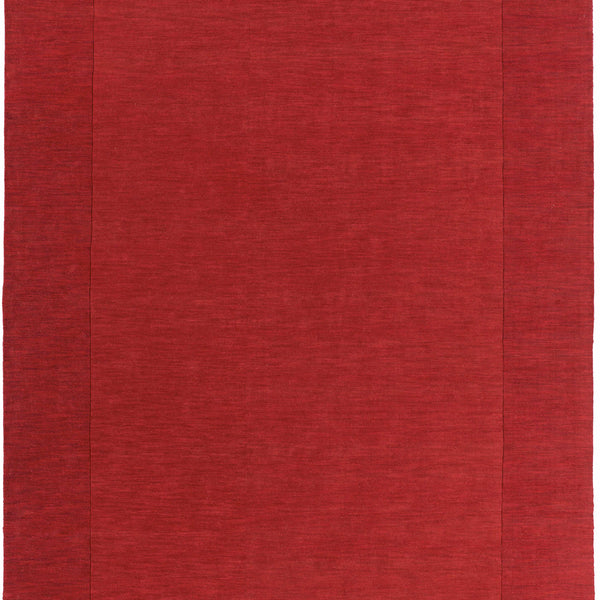 Bordered Solid Red Wool Rug