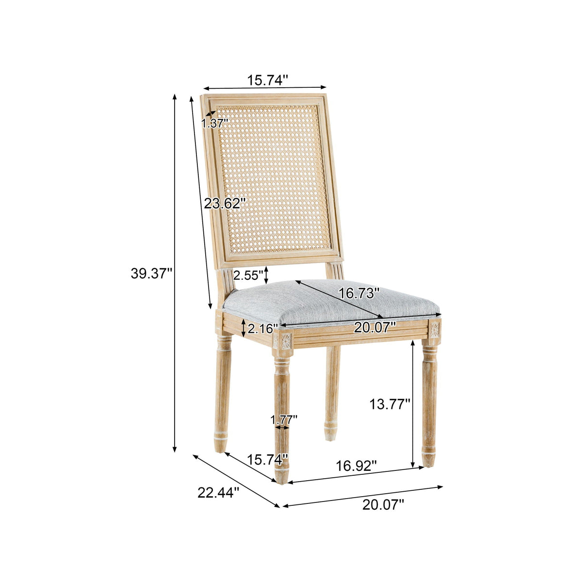 French Country Dining Chair With Rectangular Cane Backrest And Smooth Upholstered Seating - Best Buy Furniture