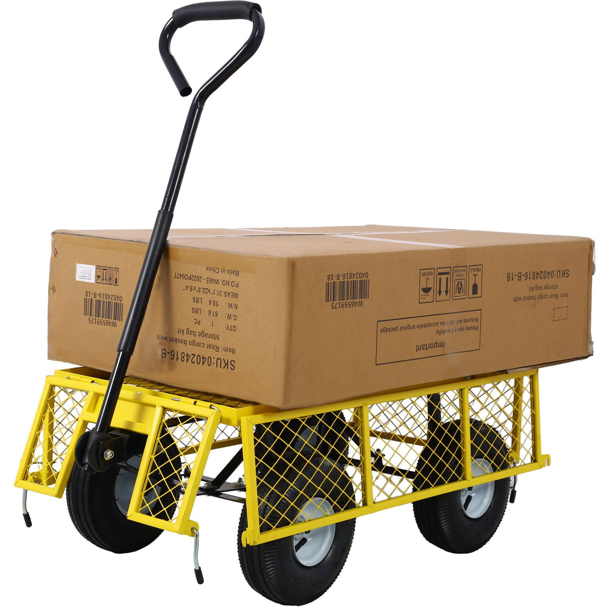 G&H Heavy Duty Steel Garden Cart with Mesh Sides