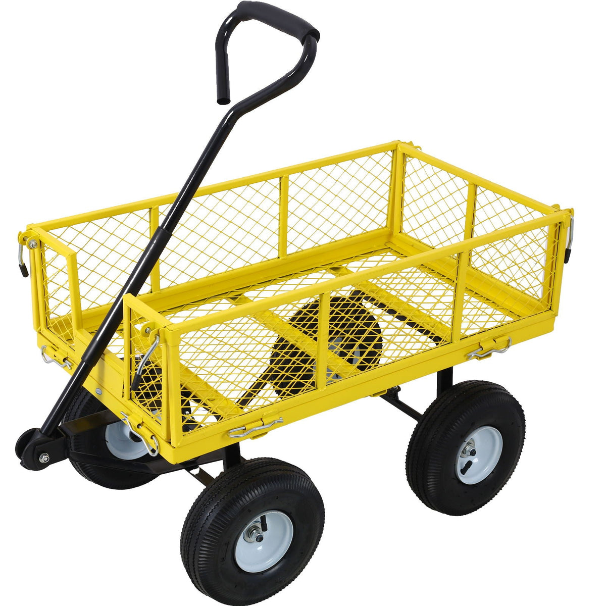 G&H Heavy Duty Steel Garden Cart with Mesh Sides in Yellow