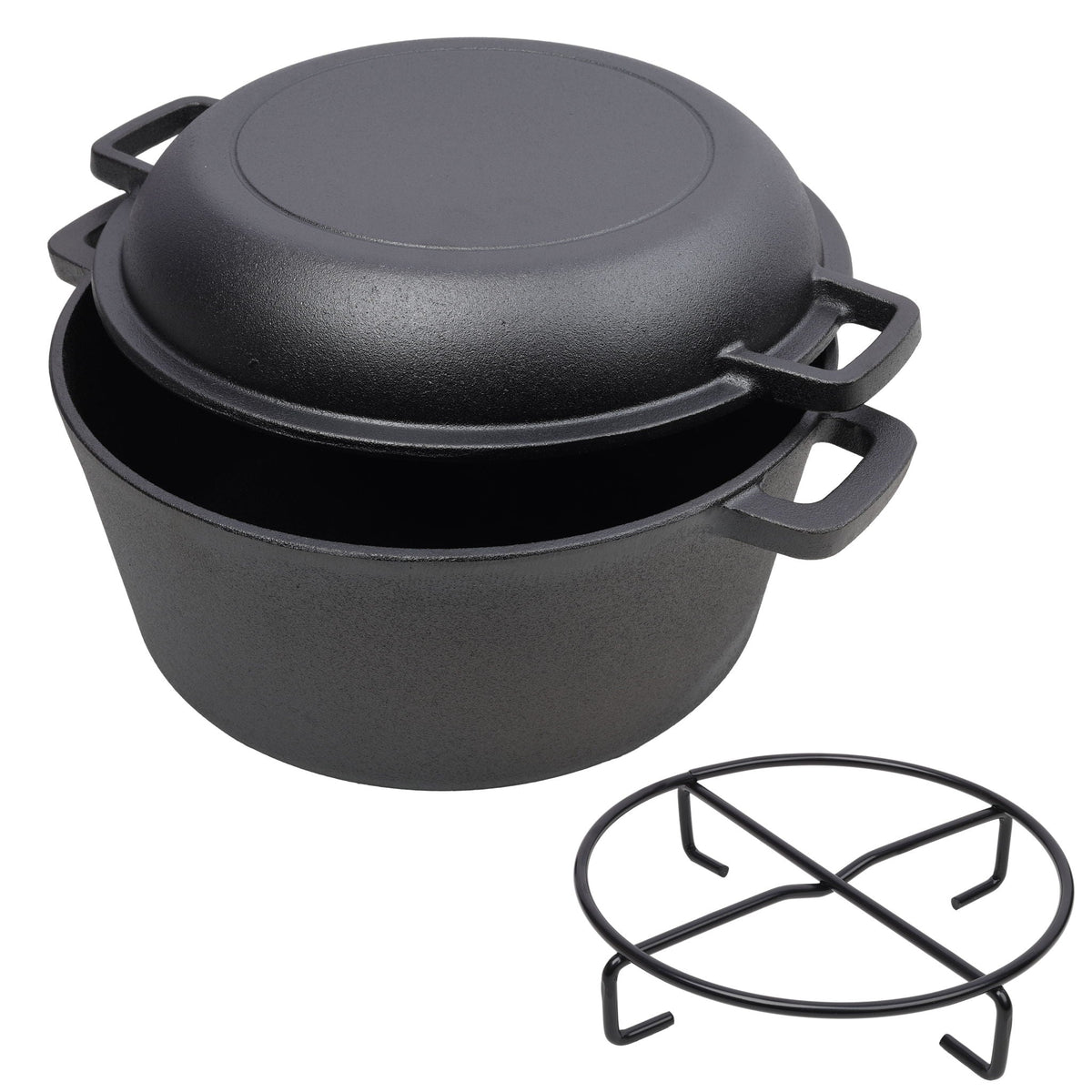 G&H Pre-Seasoned Cast Iron Dutch Oven with Skillet Lid