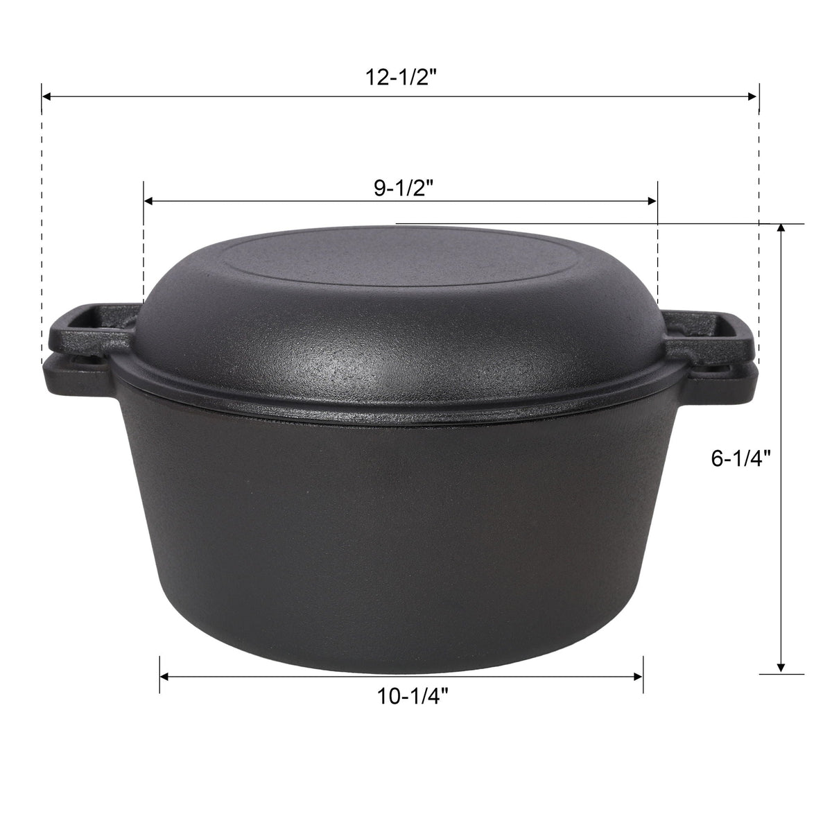 G&H Pre-Seasoned Cast Iron Dutch Oven with Skillet Lid - view 3