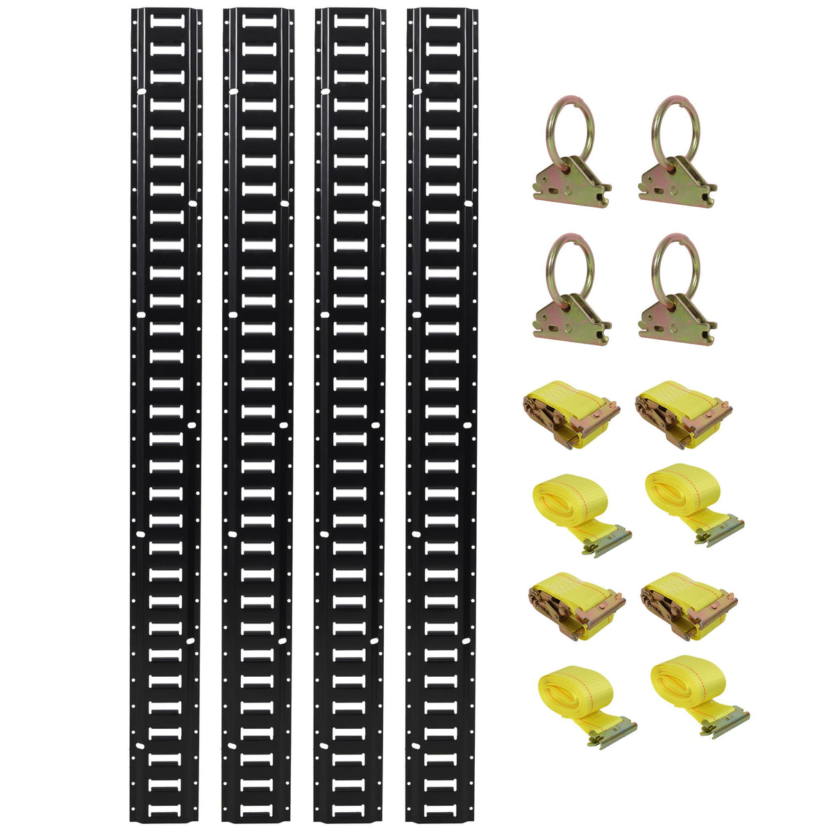 G&H 12 Pieces E Track Tie-Down Rail Kit with Steel Rails and O-Ring Anchors