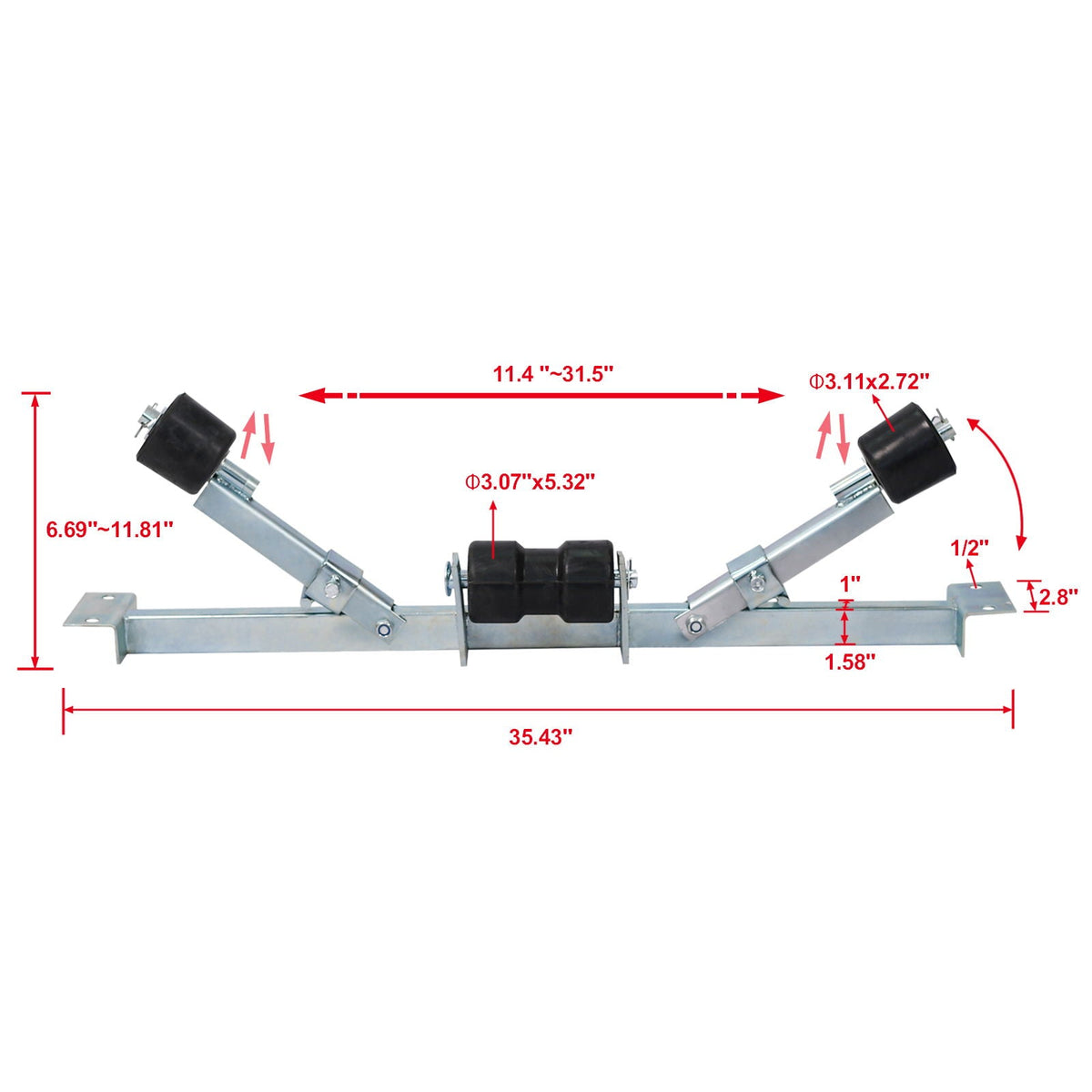 G&H Heavy Duty Boat Trailer Support Bracket with Keel Rollers