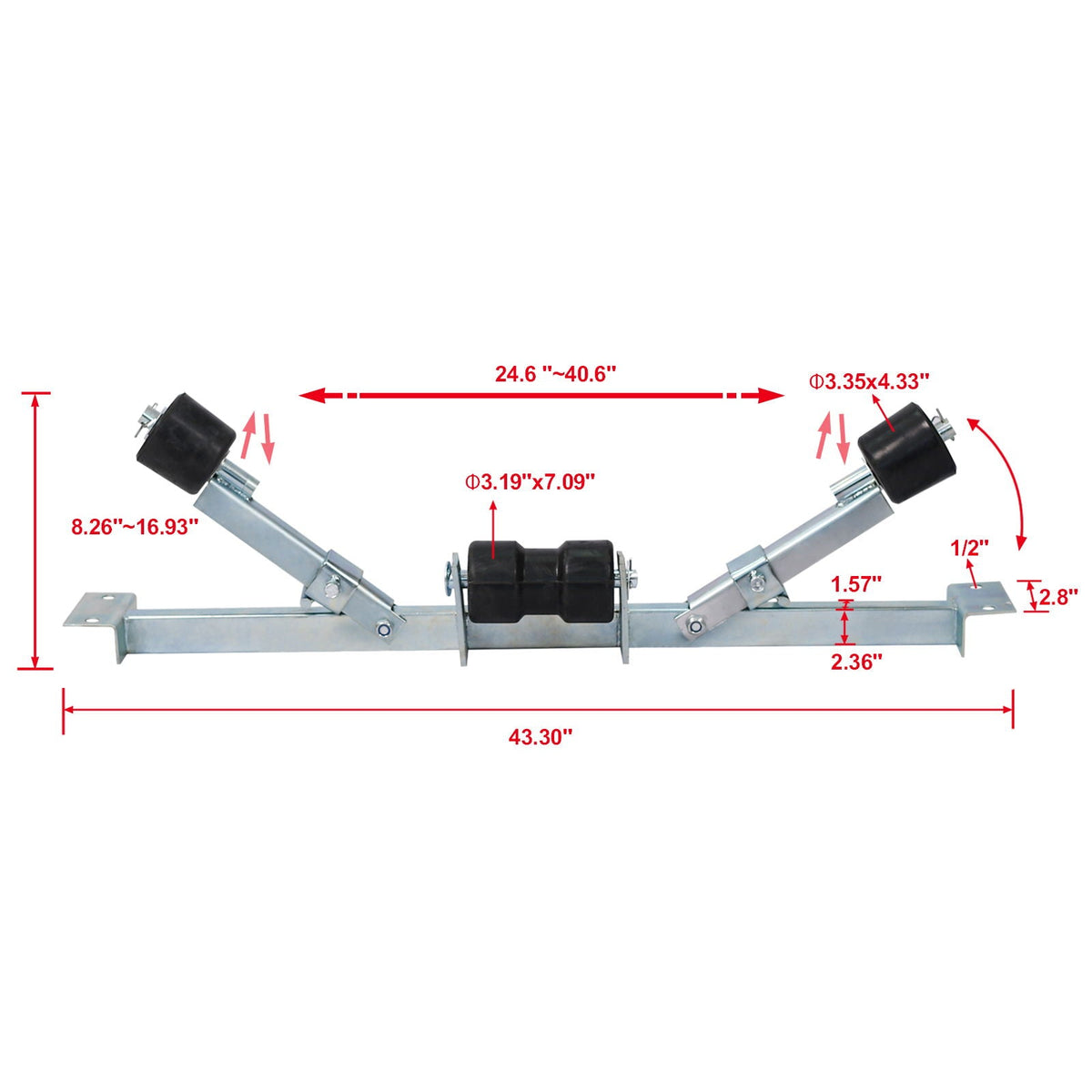G&H Heavy Duty Boat Trailer Support Bracket with Keel Rollers - view 3