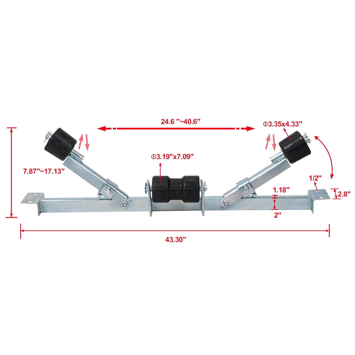 G&H Heavy Duty Boat Trailer Support Bracket with Keel Rollers - view 4