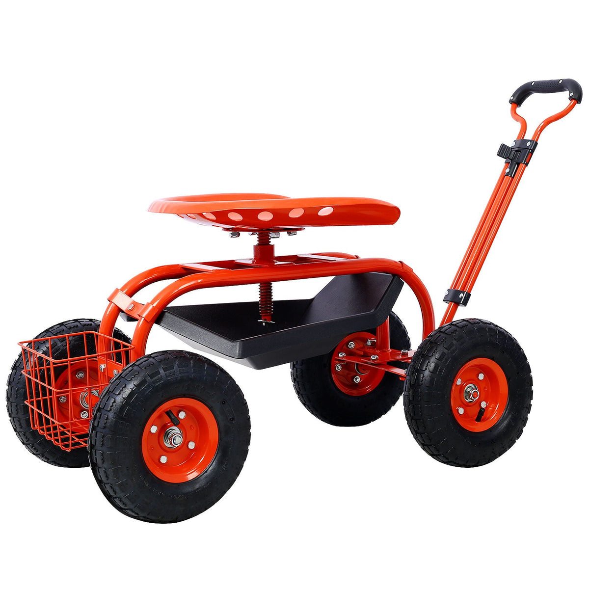 G&H Rolling Garden Scooter Cart with 360° Swivel Seat and Tool Tray - view 3