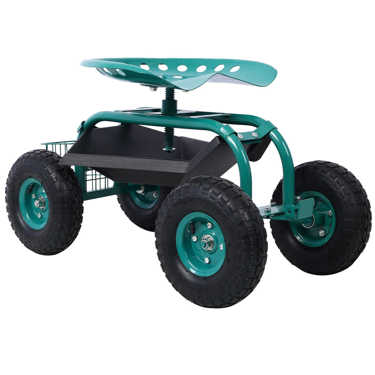 G&H Rolling Garden Scooter Cart with 360° Swivel Seat and Tool Tray - view 5