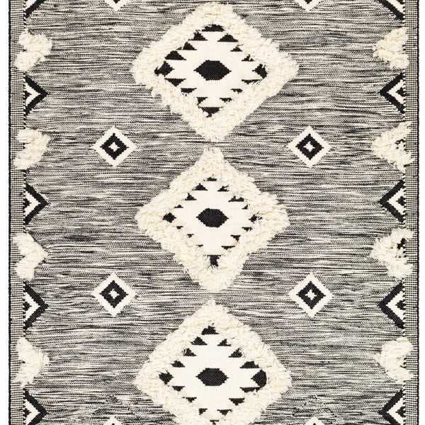Gardner Cream on Gray Wool Tassel Rug - Clearance