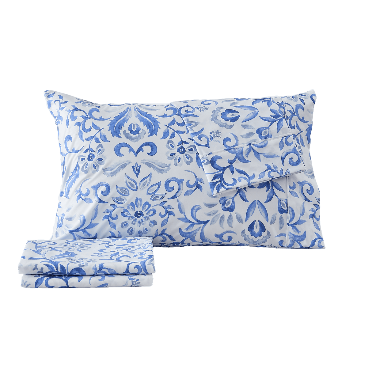 4 Piece Watercolor Floral Microfiber Sheet - Delia Collection