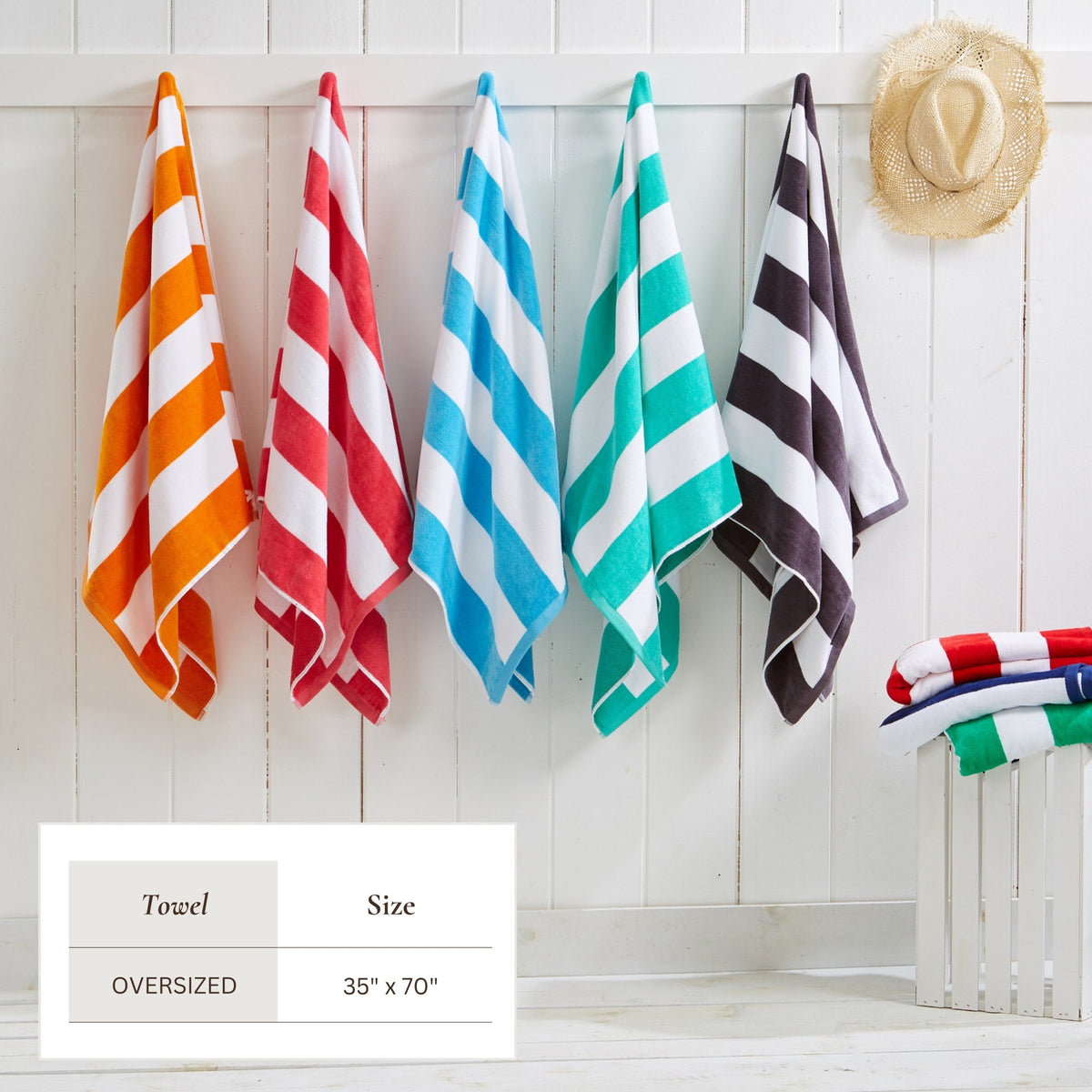 Great Bay Home Cotton Velour Cabana Stripe Beach Towel - view 153