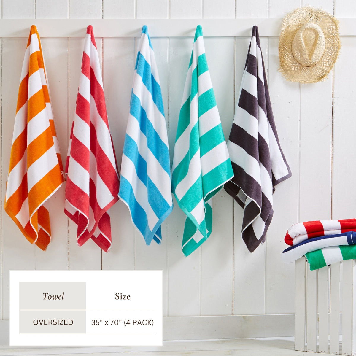 Great Bay Home Cotton Velour Cabana Stripe Beach Towel - view 39