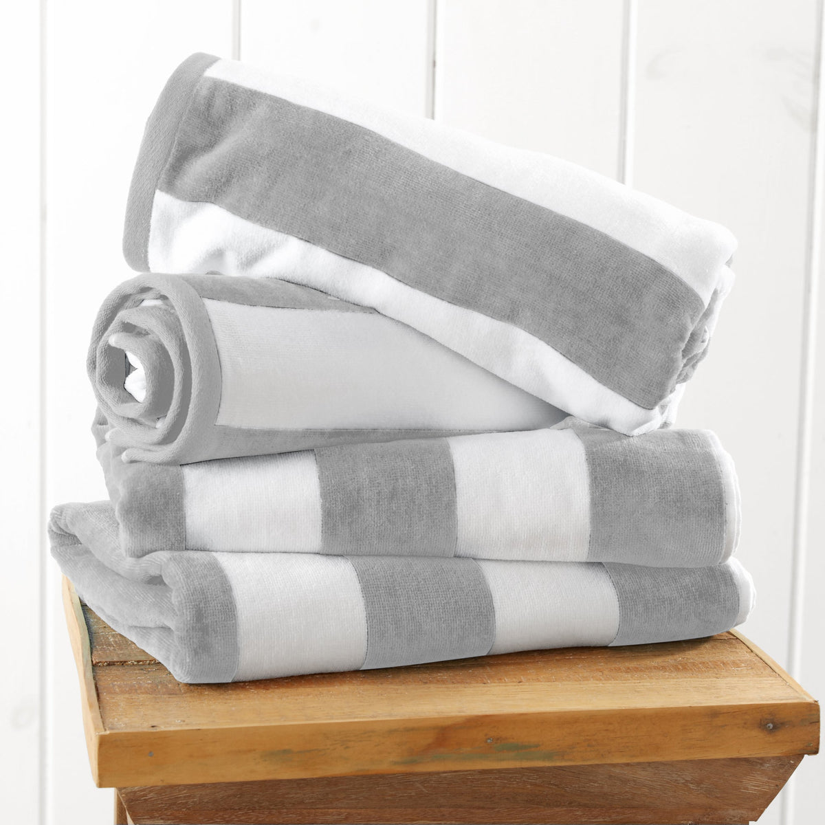 Great Bay Home Cotton Velour Cabana Stripe Beach Towel - view 80