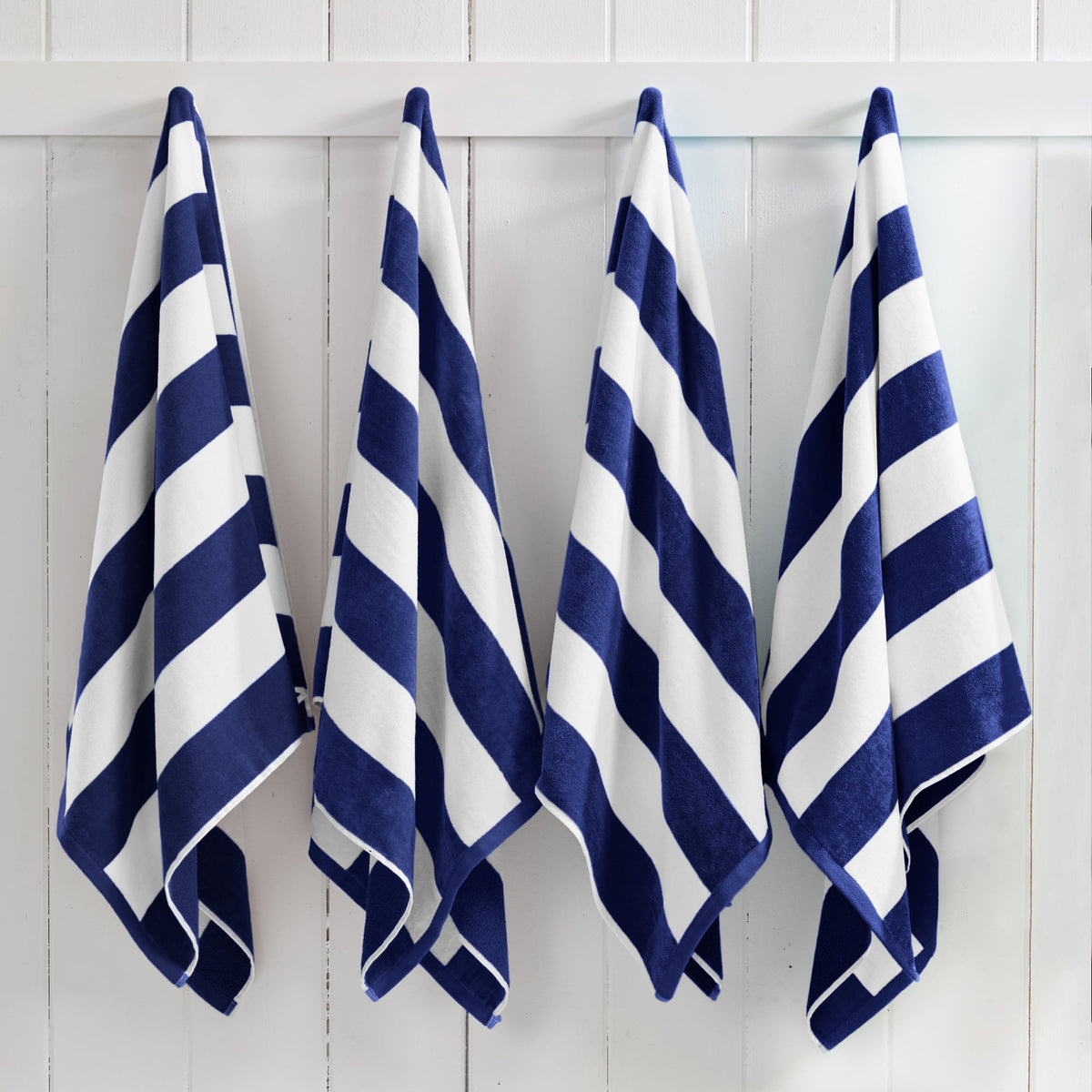 Great Bay Home Cotton Velour Cabana Stripe Beach Towel in Navy - view 2