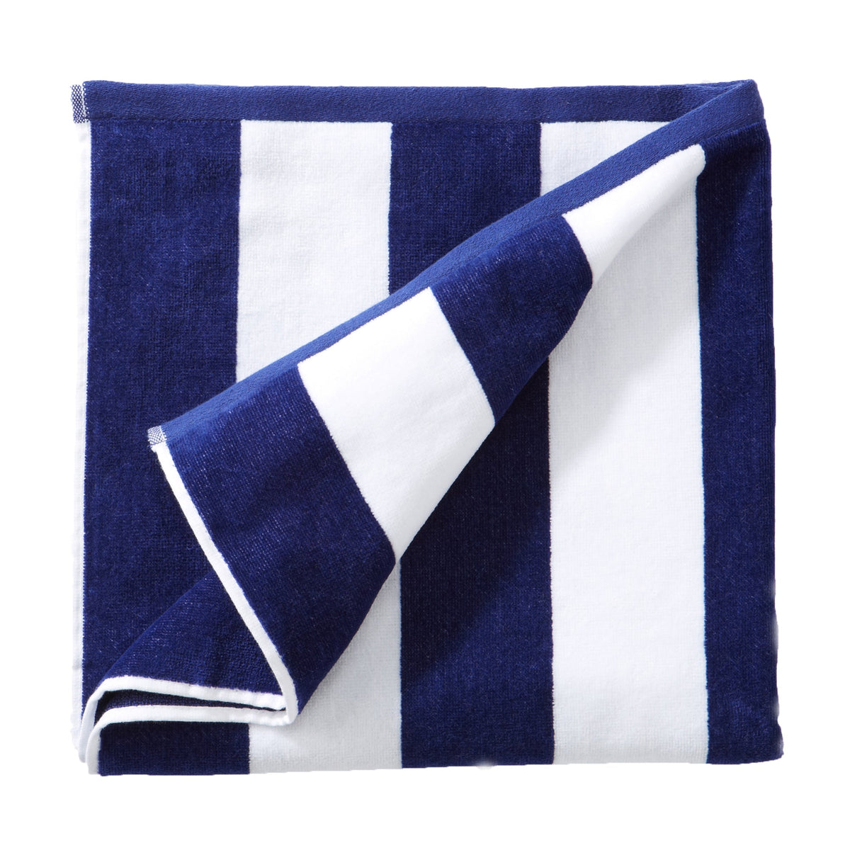Great Bay Home Cotton Velour Cabana Stripe Beach Towel in Navy - view 3
