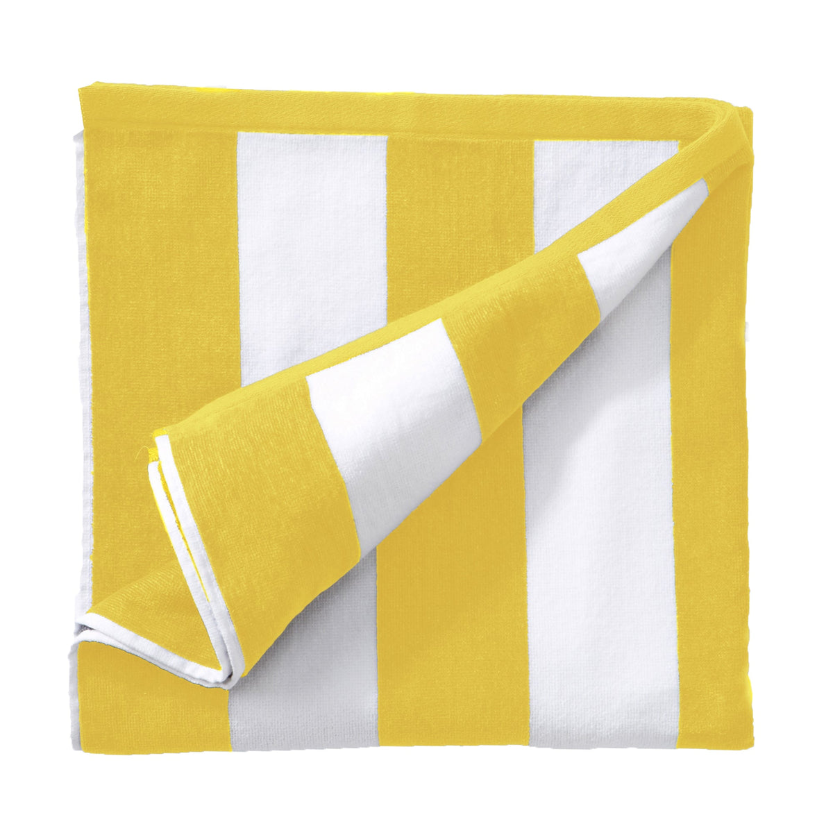Great Bay Home Cotton Velour Cabana Stripe Beach Towel in Yellow - view 2