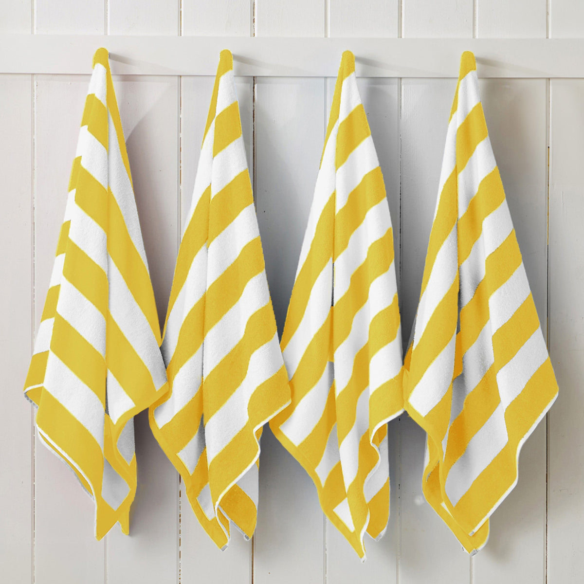 Great Bay Home Cotton Velour Cabana Stripe Beach Towel in Yellow - view 3