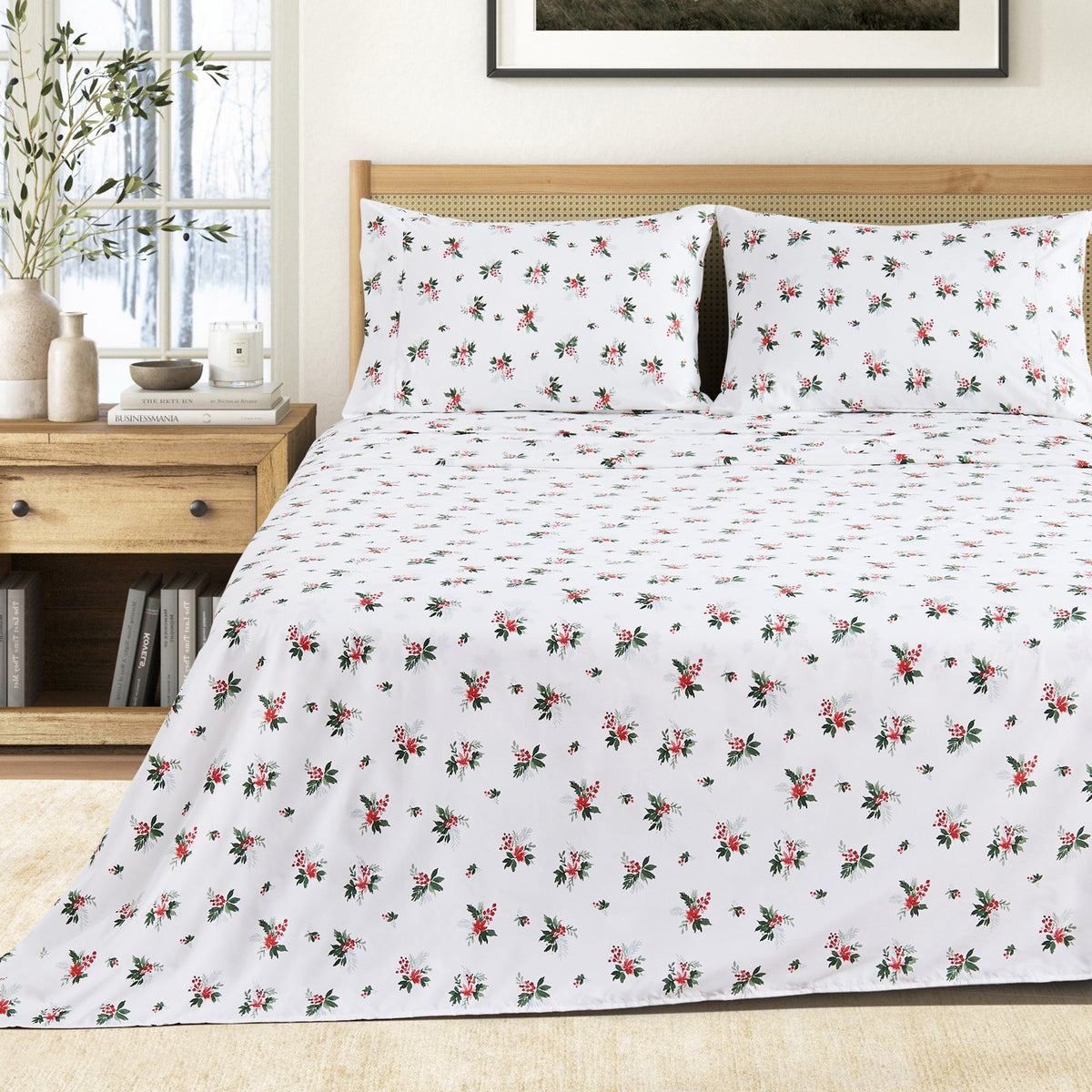 Great Bay Home Printed Sheet Set in Holiday Sprig