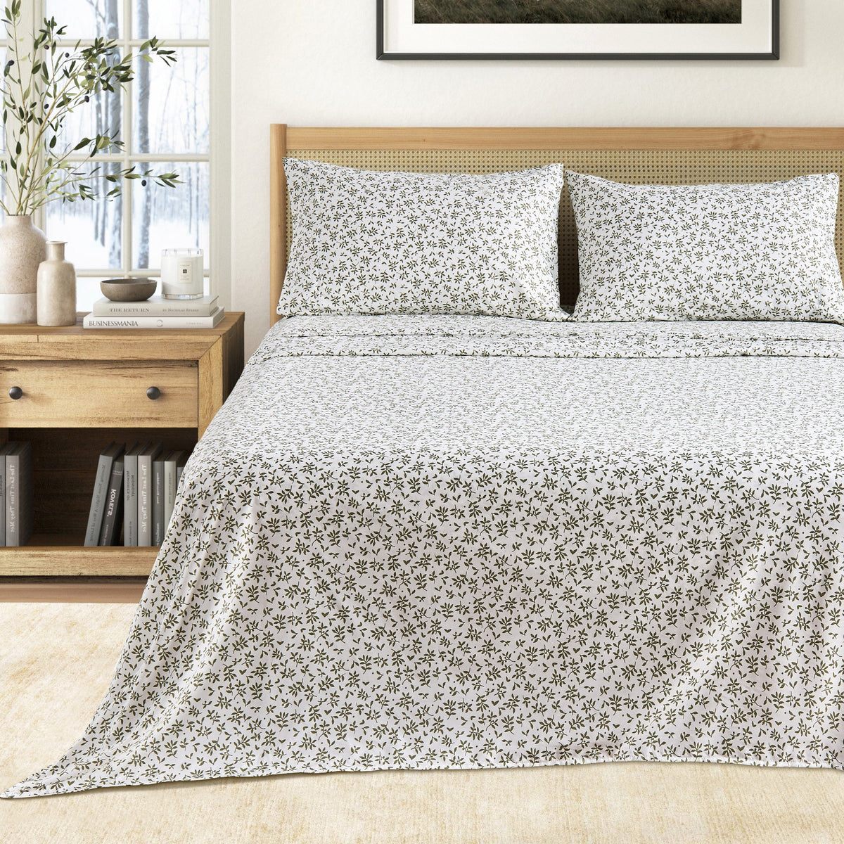 Great Bay Home Printed Sheet Set in Vines Green