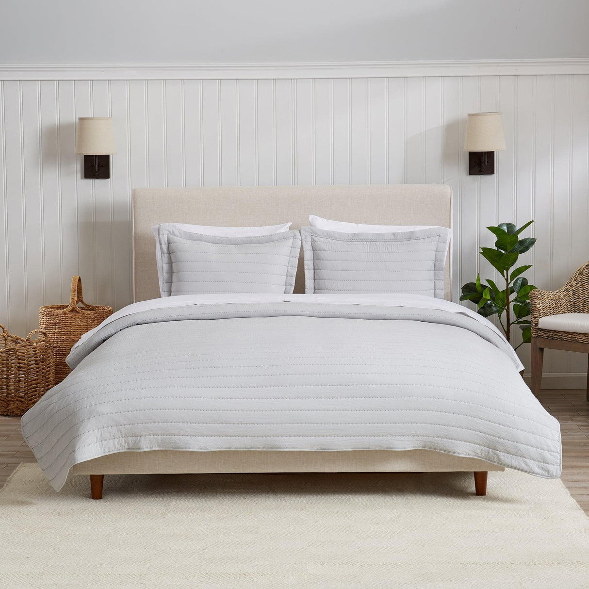 3-Piece Solid Striped Quilt - Virginia Collection