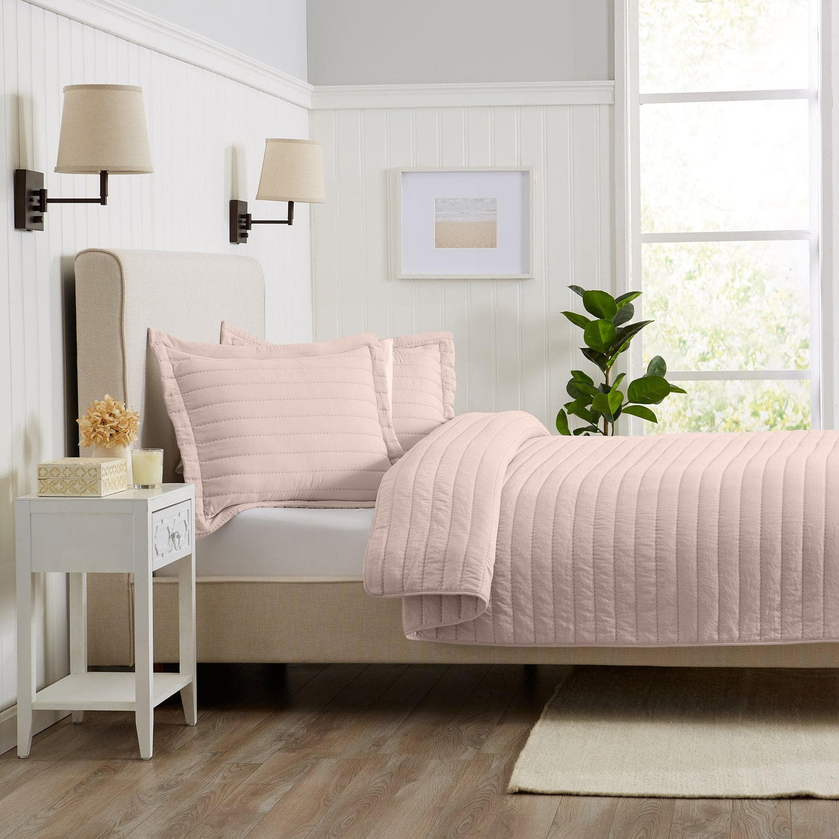 3-Piece Solid Striped Quilt - Virginia Collection