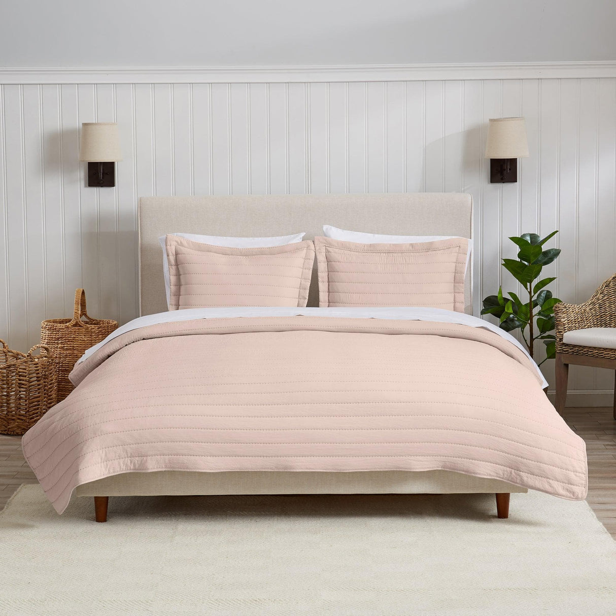 3-Piece Solid Striped Quilt - Virginia Collection