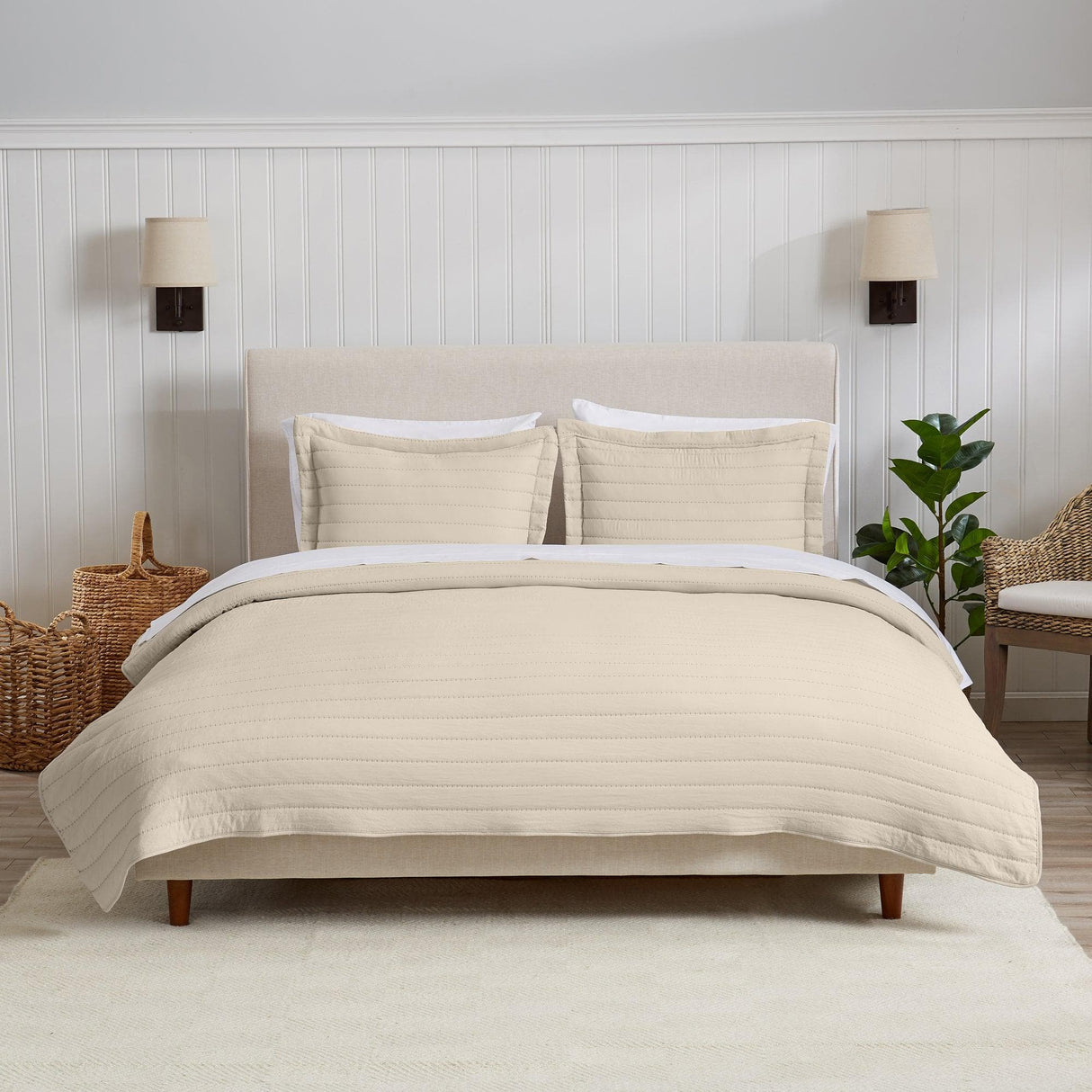 3-Piece Solid Striped Quilt - Virginia Collection