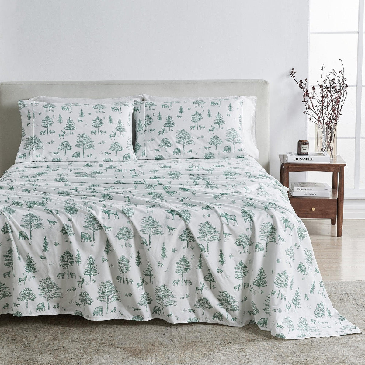 Great Bay Home Lodge Printed Sheet Set in Wild Acres - Sage