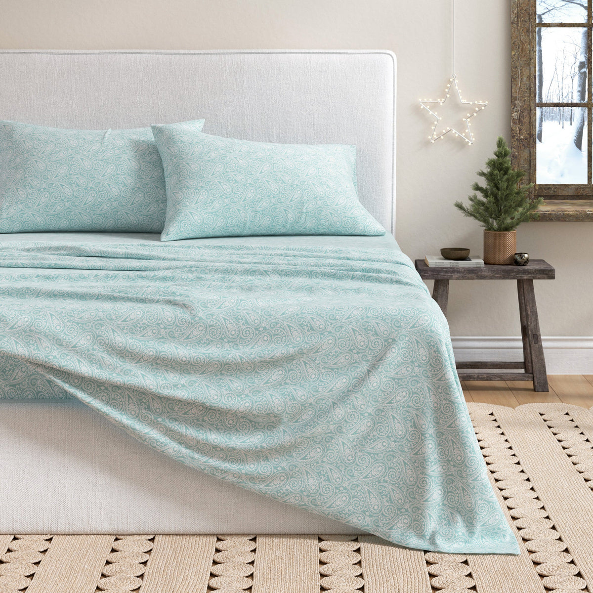 Great Bay Home Turkish Cotton Flannel Sheet in Paisley