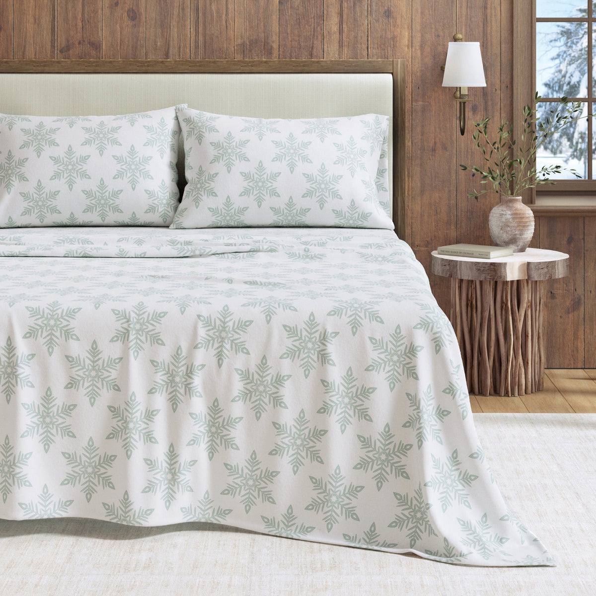 Great Bay Home Turkish Cotton Flannel Sheet in Snowflake - Simple White