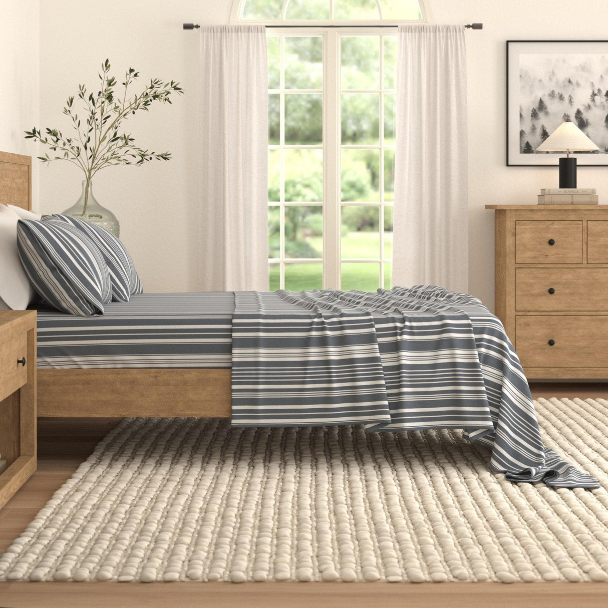 4-Piece Striped Microfiber Sheet Set - Elouise Collection