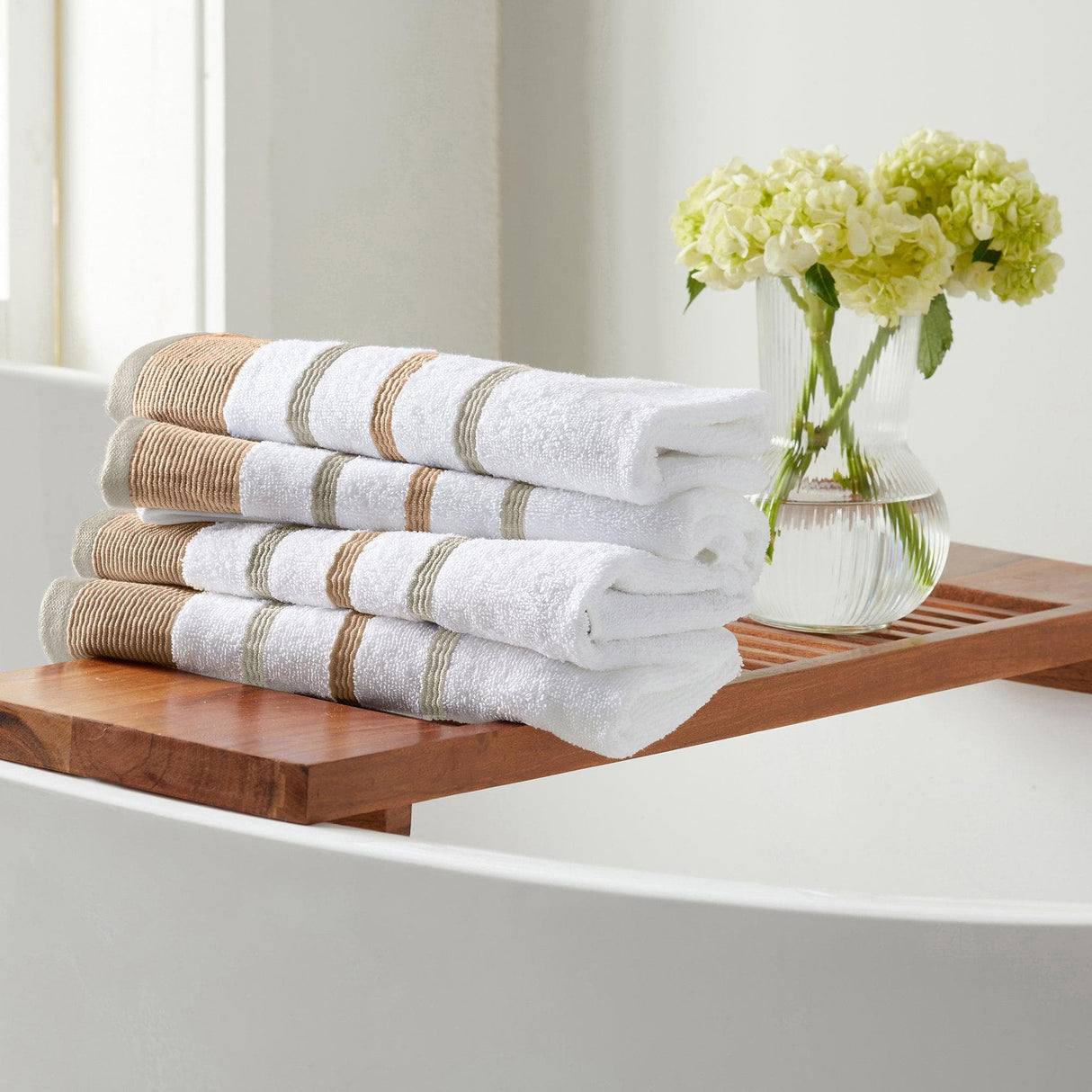 Decorative Cotton Stripe Bath Towel Set - Noelle Collection