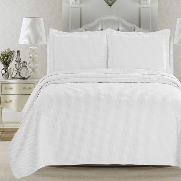 3-Piece Herringbone Stitched Quilt - Louise Collection