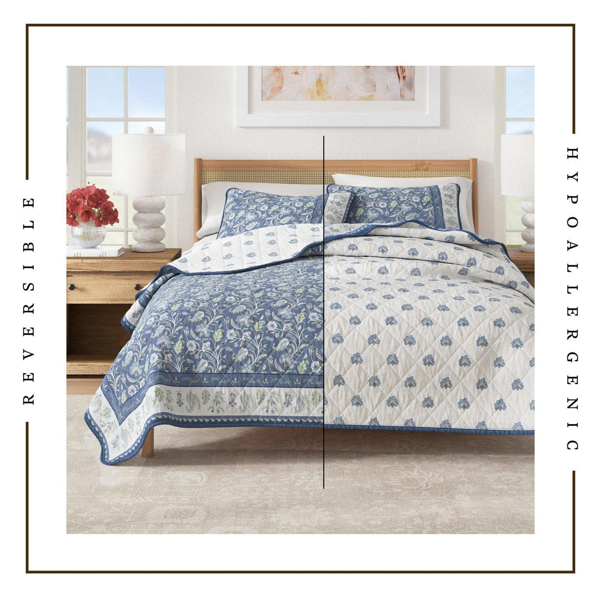 Floral Boho Printed Cotton Quilt Set - Indira Collection
