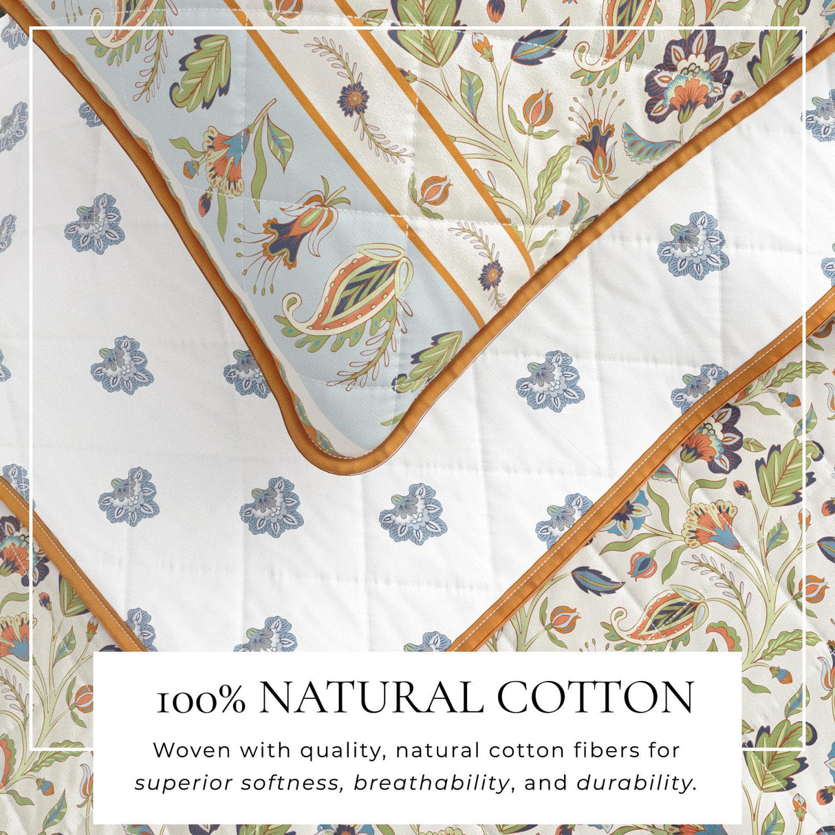 Floral Boho Printed Cotton Quilt Set - Indira Collection