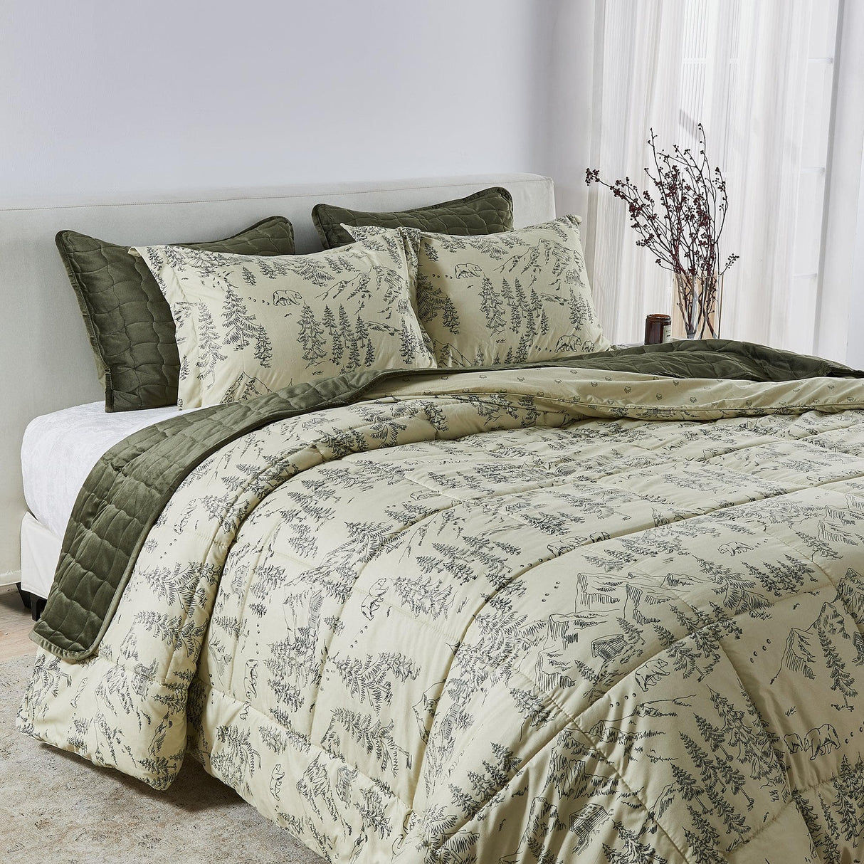 Reversible Christmas Comforter and Sham Set - Holiday Lodge Odette Collection